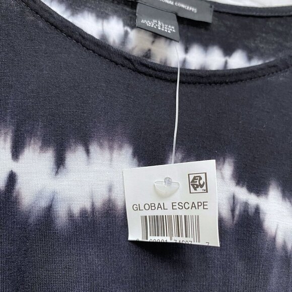 I.N.C International Concepts Tunic Tee Size XL Cold Shoulder Black Tie dye Women - Picture 8 of 10